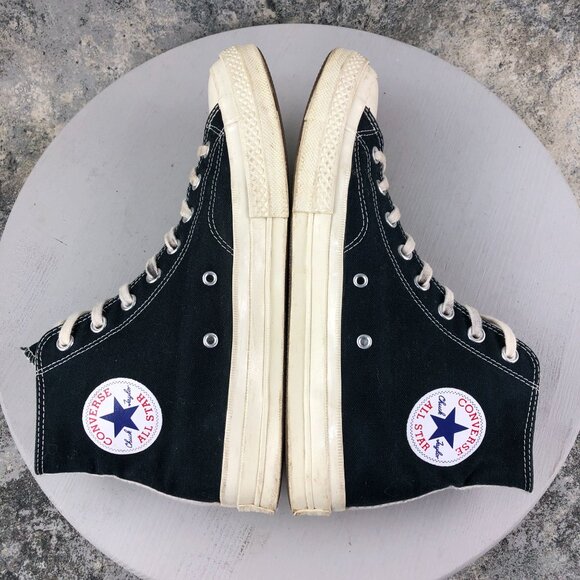 Converse Unisex Size 10M 12W Comme des Garcons PLAY Black High-Top Sneakers - Picture 10 of 15